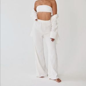 Because of Alice crinkle wide leg trousers size S